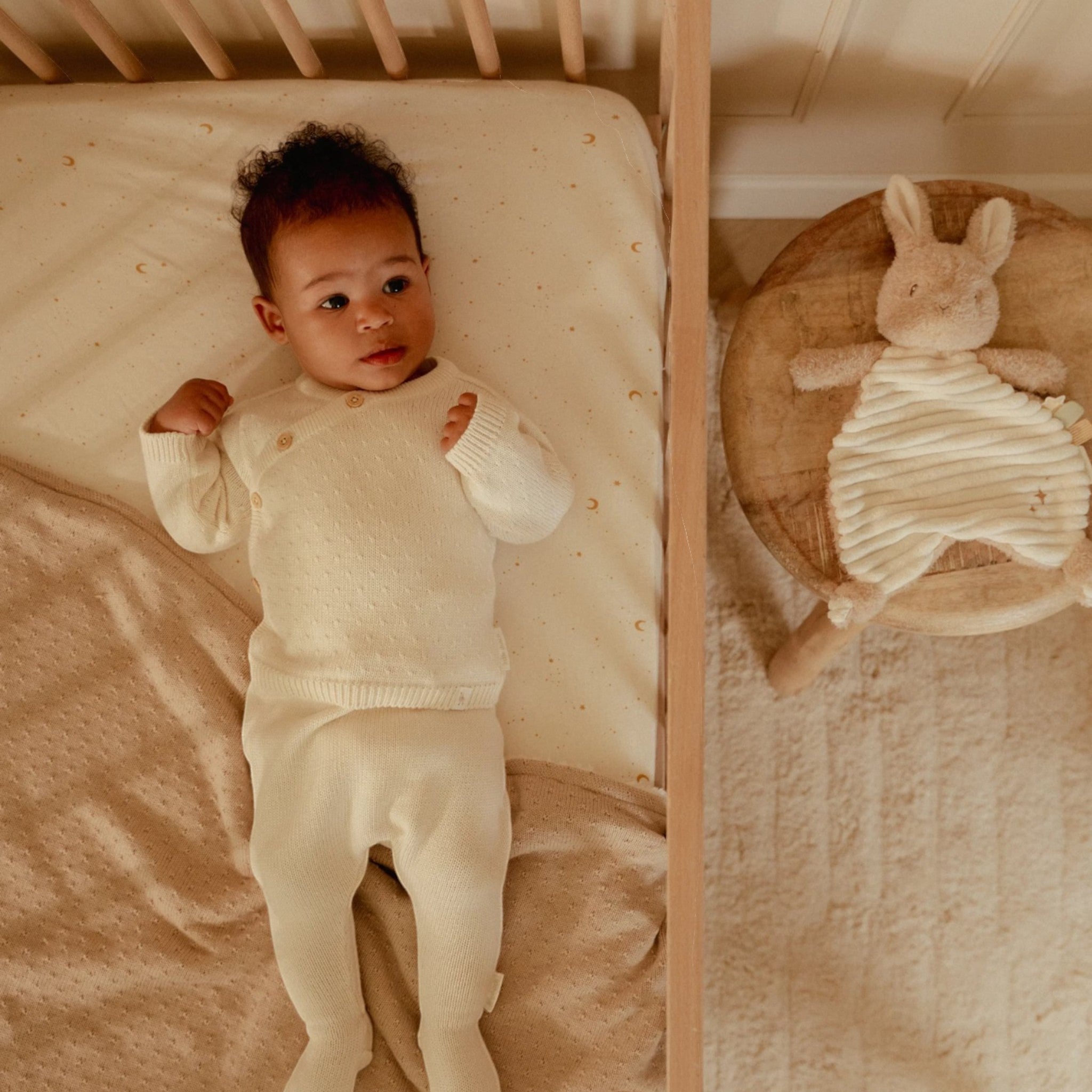 LITTLE DUTCH. Υφασμάτινο ανάγλυφο ντουντού κουνελάκι Newborn Naturals GRS