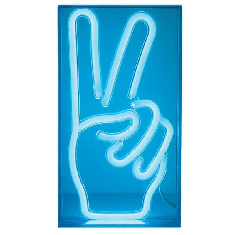 MOOD Διακοσμητικό Φωτιστικό Neon Led Peace Hand Μπλε 23x4x13