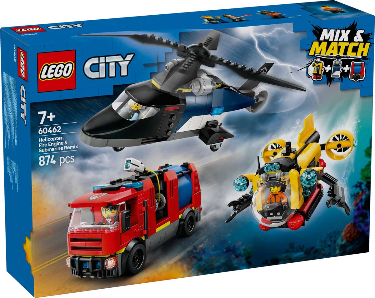 LEGO 60462 - LEGO CITY - Helicopter, Fire Truck & Submarine Remix