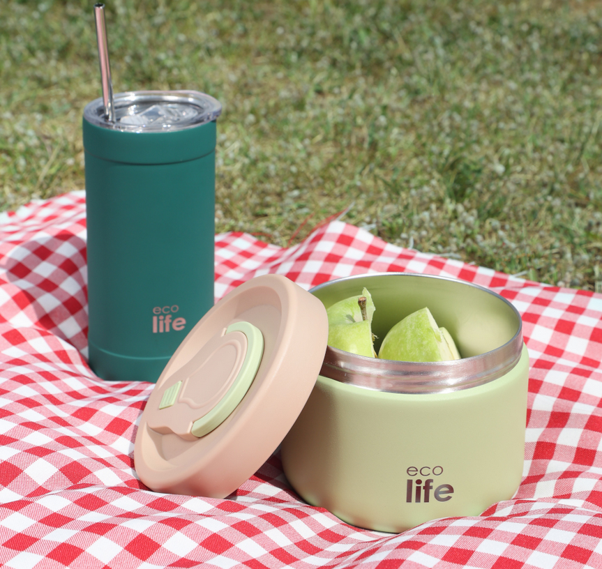 Εcolife Στρογγυλό Θερμός Φαγητού 650ml Πράσινο 33-BO-9095