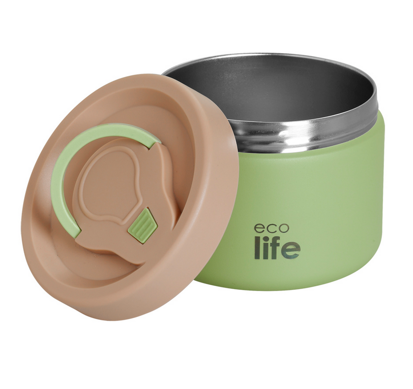 Εcolife Στρογγυλό Θερμός Φαγητού 650ml Πράσινο 33-BO-9095