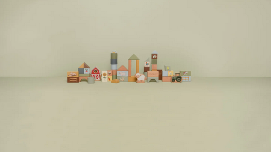 Little Dutch Σετ ξύλινα τουβλάκια Little Farm FSC  LD7145