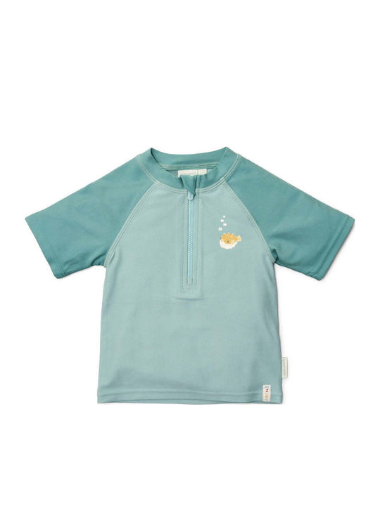 LITTLE DUTCH. Μπλουζάκι κοντομάνικο με προστασία UV Seashells Surf Blue - Νο 86/92