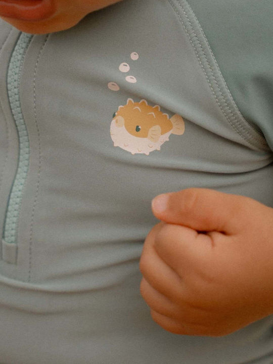 LITTLE DUTCH. Μπλουζάκι κοντομάνικο με προστασία UV Seashells Surf Blue - Νο 86/92