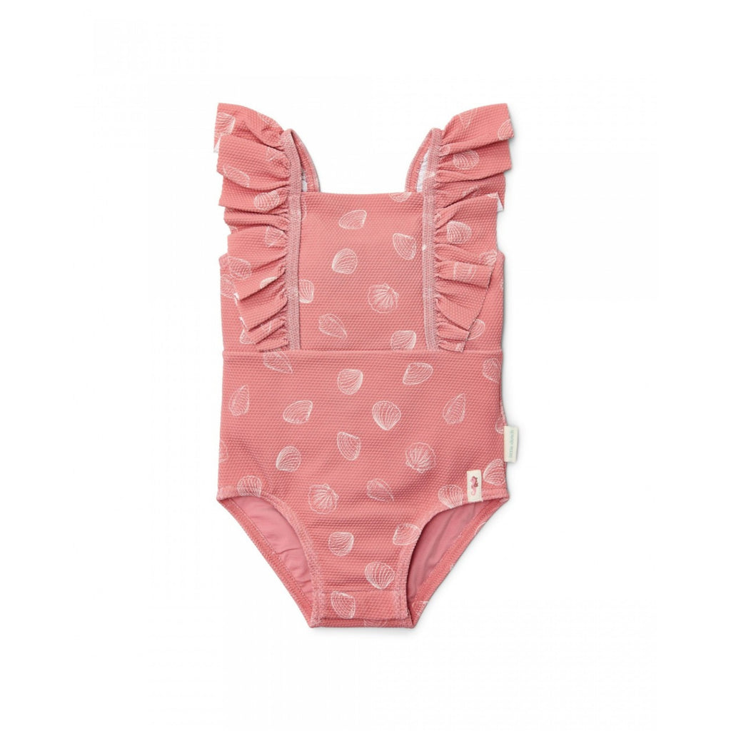 LITTLE DUTCH. Ολόσωμο μαγιό με βολάν Ocean Treasures Pink - Νο 98/104