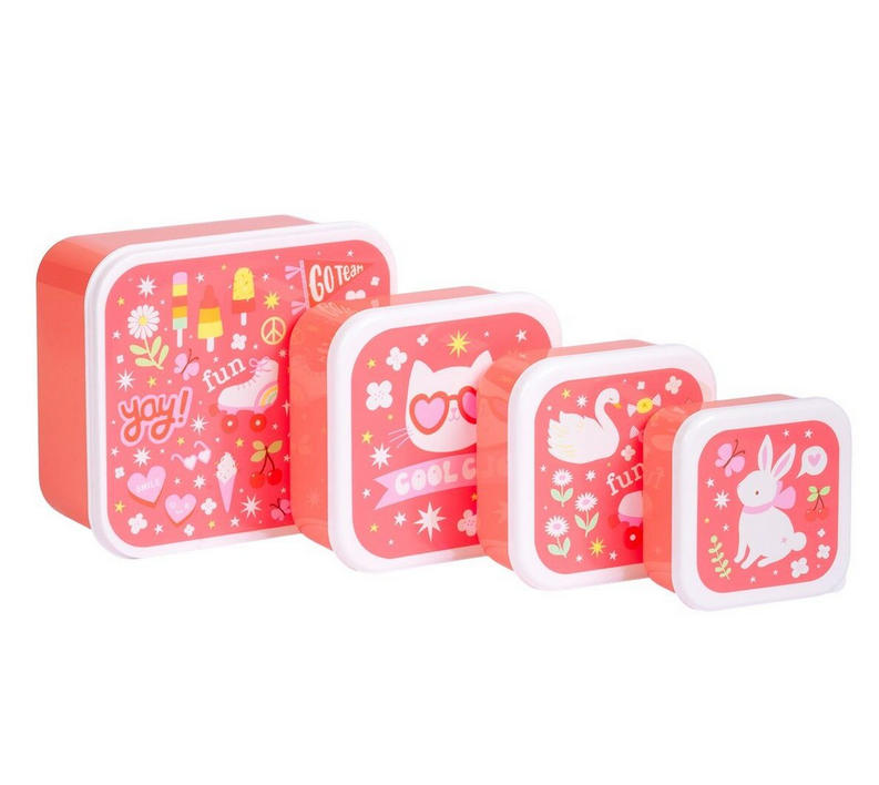 A little lovely company Σετ 4 δοχεία φαγητού Lunch &amp; Snack Box Fun SBSEFU75