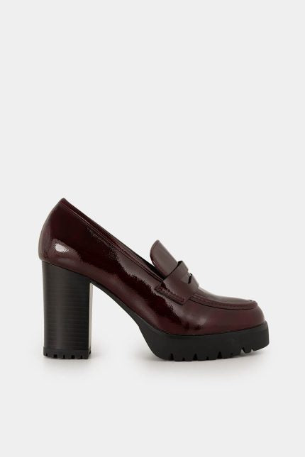Loafers Clara μπορντό λουστρίνι με τακούνι