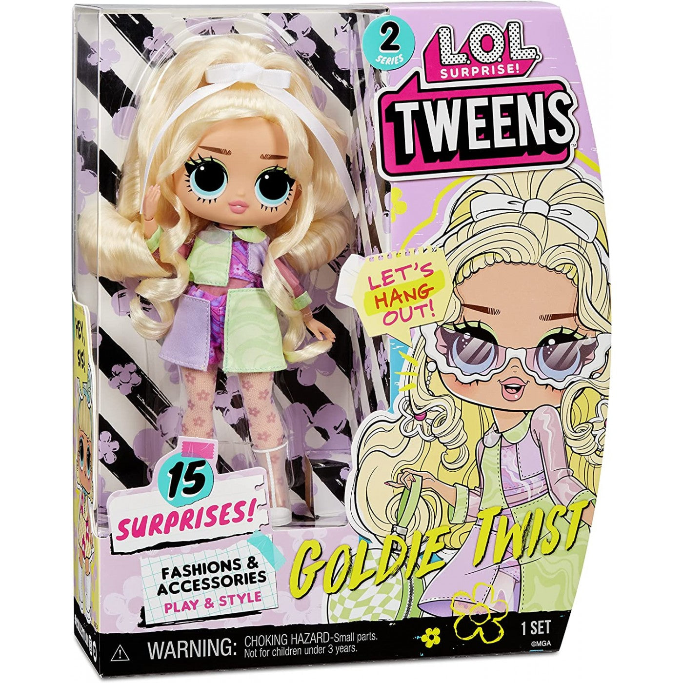 MGA Entertainment LOL Surprise Tweens Series 2 Fashion Doll Goldie Twist με 15 εκπλήξεις, συμπεριλαμβανομένων ροζ ρούχα και αξεσουάρ
