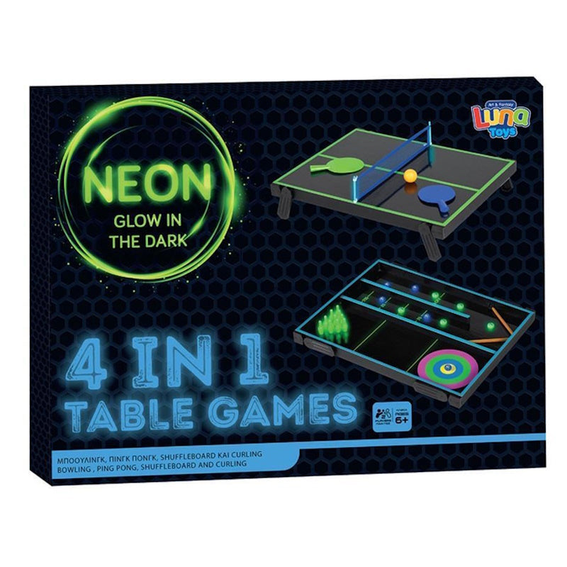 Luna Νέον Επιτραπέζια Παιxνίδια 4 σε 1 (bowling, ping pong, shuffleboard και curling)