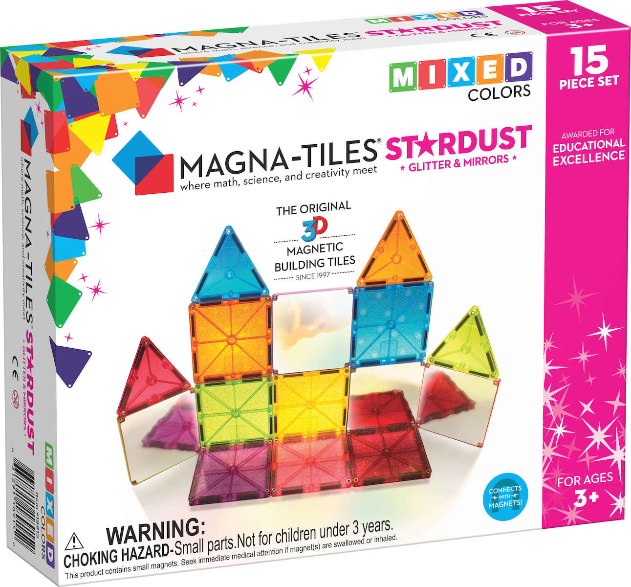 Magna Tiles Μαγνητικό Παιχνίδι  Stardust 15 Κομμάτια 18915