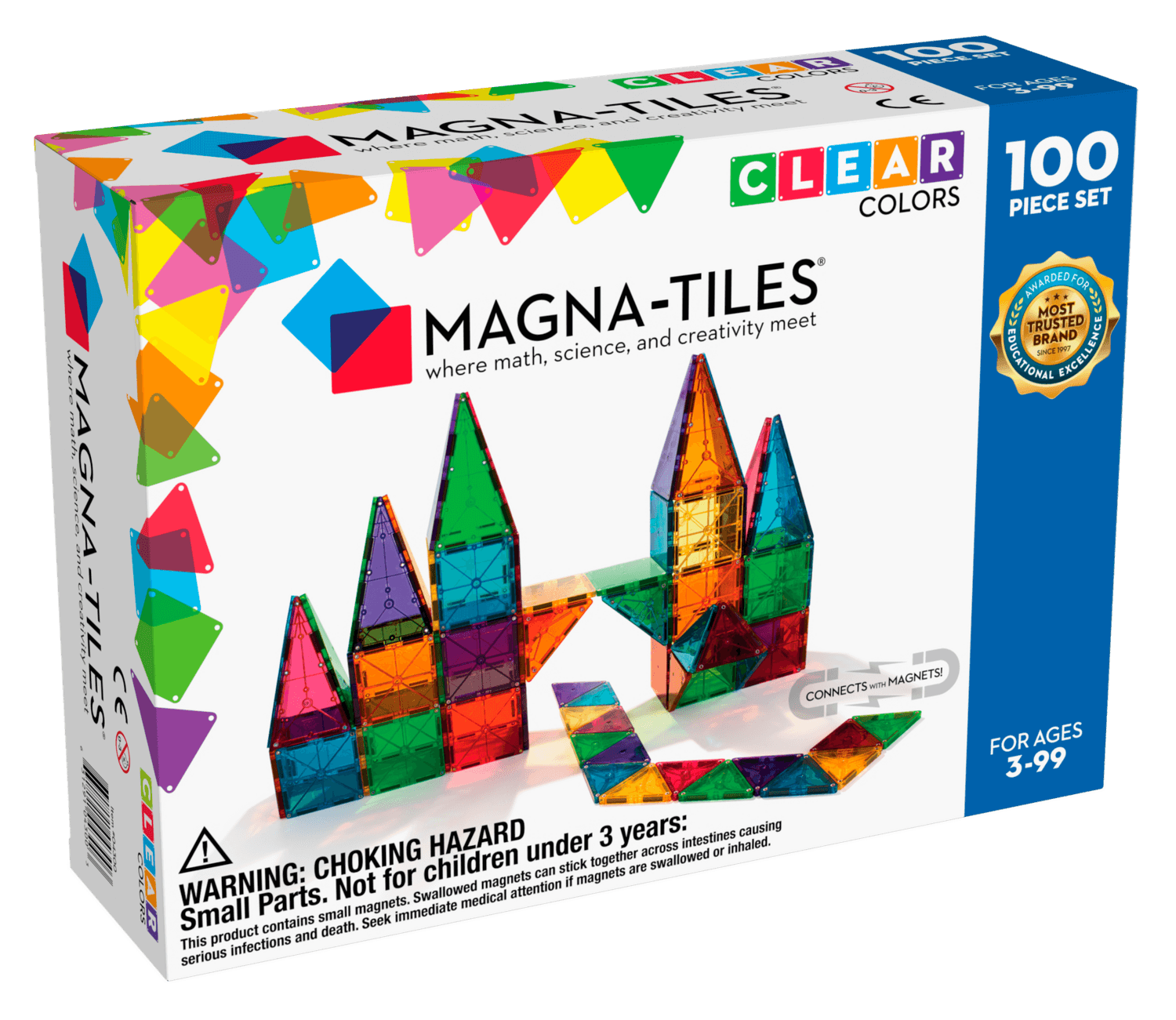 Magna-Tiles Μαγνητικό Παιχνίδι 100 κομματιών Clear Colors 04300