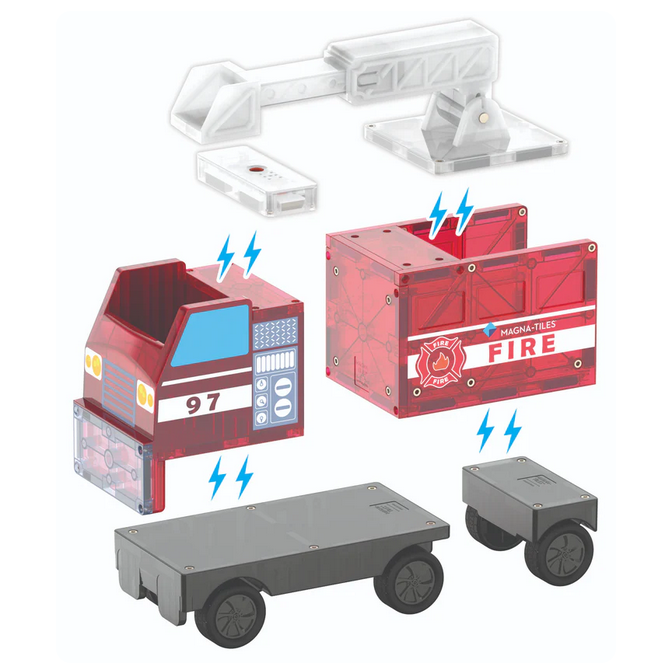 MAGNA-TILES Fire Station 50 Τεμάχια – Μαγνητικά Πλακίδια STEM με Πυροσβεστικό Σταθμό 252050FS