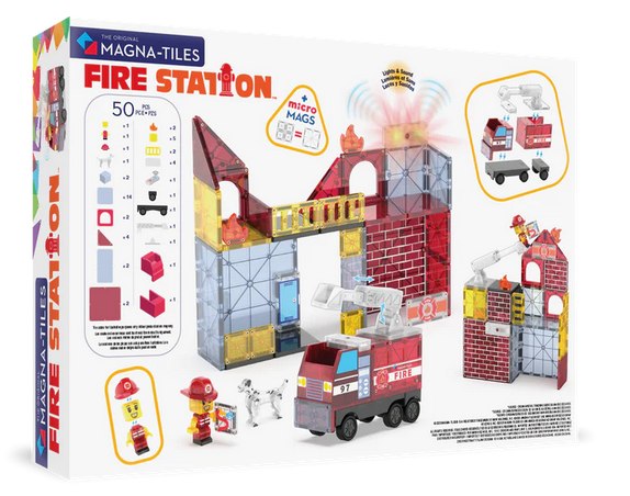 MAGNA-TILES Fire Station 50 Τεμάχια – Μαγνητικά Πλακίδια STEM με Πυροσβεστικό Σταθμό 252050FS
