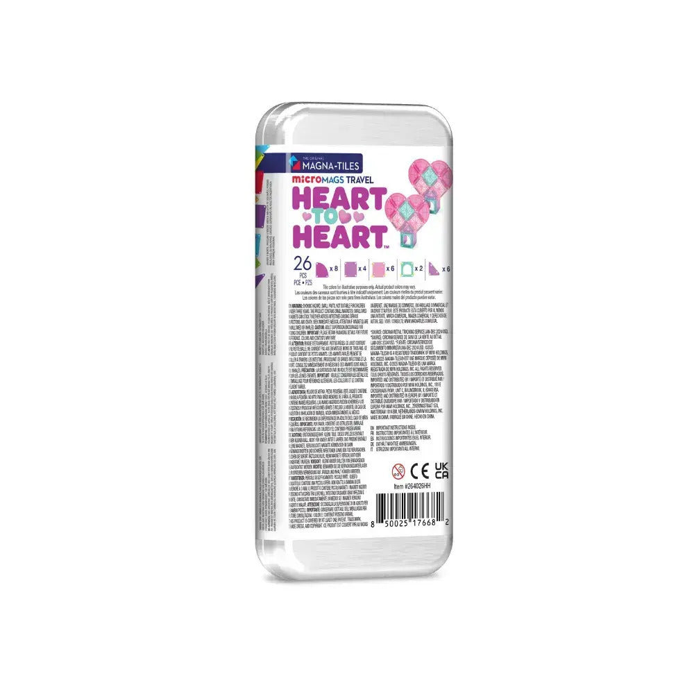MAGNA-TILES microMAGS Heart to Heart Travel Set 26 Τεμάχια – Μικρά Μαγνητικά Πλακίδια STEM Ταξιδιού 264026HH