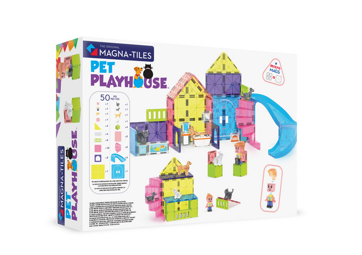 MAGNA-TILES Pet Playhouse 50 Τεμάχια – Μαγνητικά Πλακίδια STEM με Κατοικίδια 252050PP