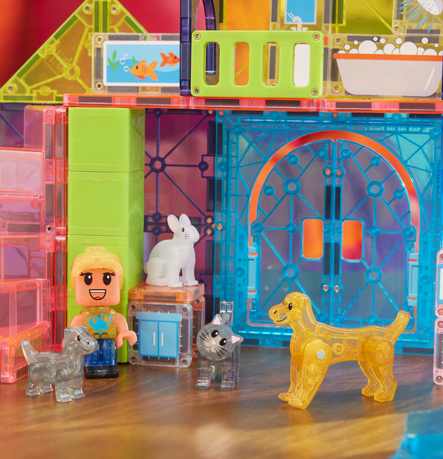 MAGNA-TILES Pet Playhouse 50 Τεμάχια – Μαγνητικά Πλακίδια STEM με Κατοικίδια 252050PP