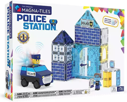 MAGNA-TILES Police Station 35 Τεμάχια – Μαγνητικά Πλακίδια STEM για Αστυνομικό Σταθμό 252035PS