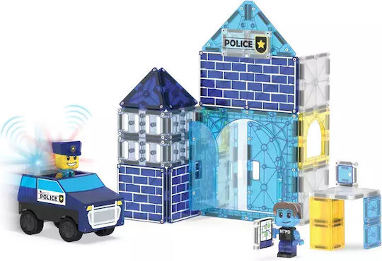 MAGNA-TILES Police Station 35 Τεμάχια – Μαγνητικά Πλακίδια STEM για Αστυνομικό Σταθμό 252035PS