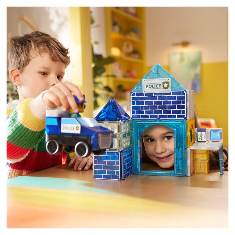 MAGNA-TILES Police Station 35 Τεμάχια – Μαγνητικά Πλακίδια STEM για Αστυνομικό Σταθμό 252035PS