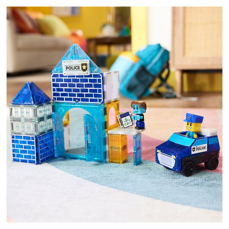 MAGNA-TILES Police Station 35 Τεμάχια – Μαγνητικά Πλακίδια STEM για Αστυνομικό Σταθμό 252035PS