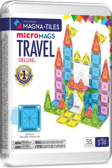 MAGNA-TILES Travel Set Deluxe 55 Τεμάχια – Μαγνητικά Πλακίδια STEM για Ταξίδια &amp; Μεταφορά 254055TSCDU