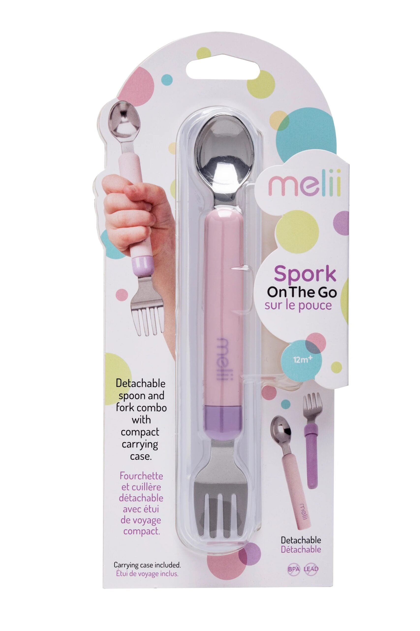Melii  Κουταλοπίρουνο Spork On the Go (σε θήκη) –Ροζ/Μωβ MEL11100