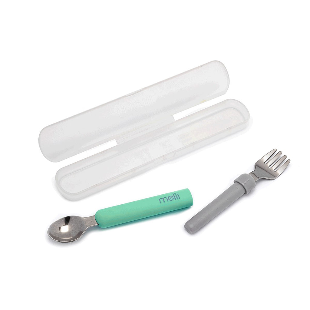 Melii  Κουταλοπίρουνο Spork On the Go (σε θήκη) – Mint/Grey MEL11250