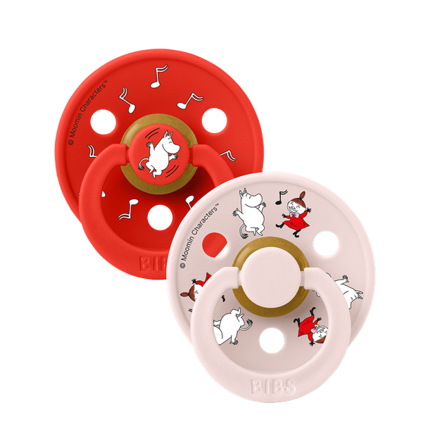 Bibs X Moomins colour Σετ πιπίλες 2τμχ – DANCING CANDY APPLE/PETAL  MIX – Στρογγυλη No1 11032101