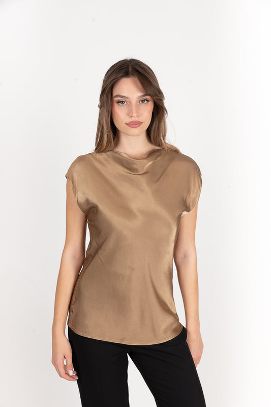 Μπλούζα σατέν χρυσαφί - M
