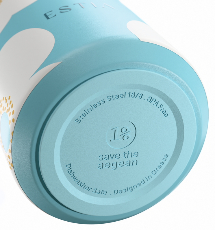Estia Μπουκάλι Θερμός 500ml  Save The Aegean Flow BLUE DAISY  01-42189