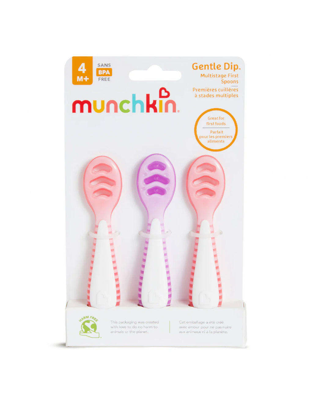 Munchkin  3PK GENTLE DIP SELF-FEEDING SPOON (PNK-PRP)  91510