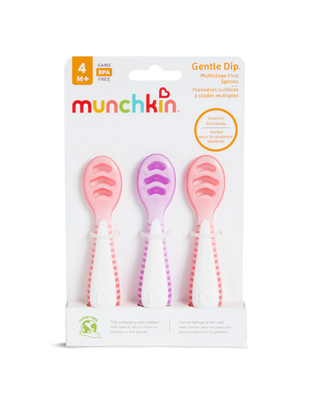 Munchkin  3PK GENTLE DIP SELF-FEEDING SPOON (PNK-PRP)  91510