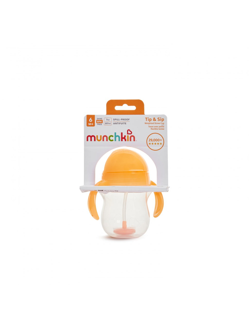 Munchkin Εκπαιδευτικό Ποτήρι Με Καλαμάκι και Με Βαρίδι Click Lock Tip &amp; Sip Cup 207ml Πορτοκαλί  90408