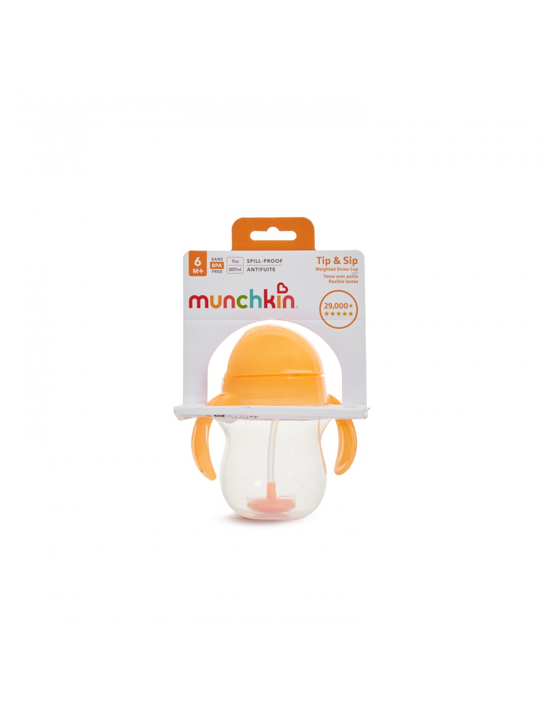 Munchkin Εκπαιδευτικό Ποτήρι Με Καλαμάκι και Με Βαρίδι Click Lock Tip &amp; Sip Cup 207ml Πορτοκαλί  90408