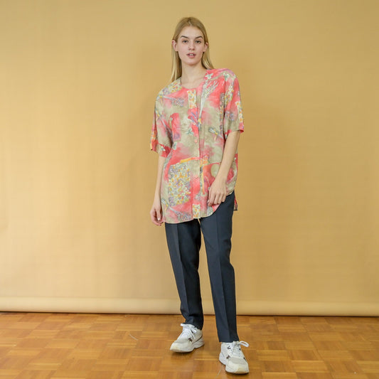 VIN-BLO-21657 Vintage πουκάμισο φλοράλ L