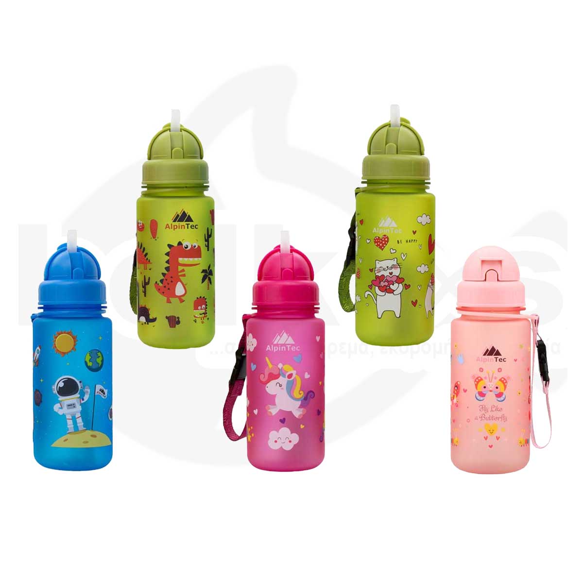 AlpinTec Παγούρι Kids 400Ml Πεταλούδα Με Καλαμάκι ροζ  C-400FL-BU