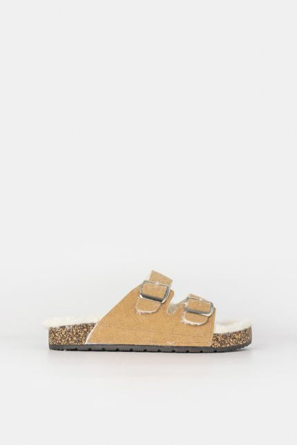 Παντόφλες Kenna γουνάκι camel