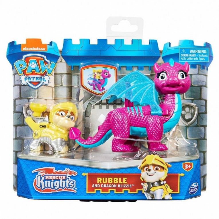 Paw Patrol Rescue Knights Φιγούρες Rubble και Dragon Blizzie