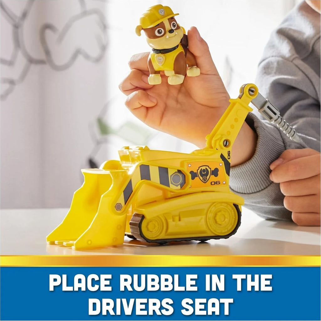 Spin Master Paw Patrol, Rubbles Bulldozer, Toy Vehicle With Collectible Action Figure, 097743