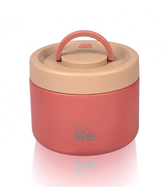 Ecolife Στρογγυλό Θερμός Φαγητού  Ροζ κοραλί 650ml  33-BO-9062