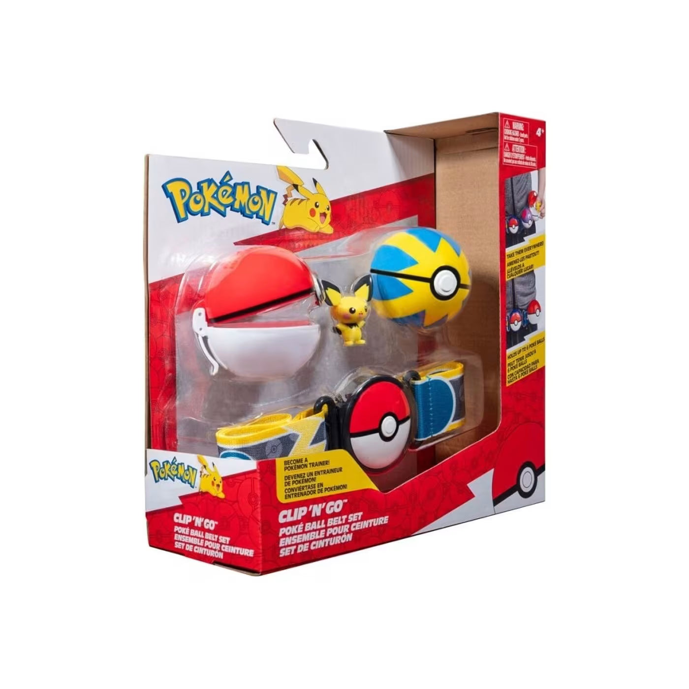 Jazwares Pokemon – Clip N Go Poke Ball Με Ζώνη W15 Pichu With Poke Ball, Quick Ball, And Electric-Type Themed Belt PKW3643, JW095283-W15