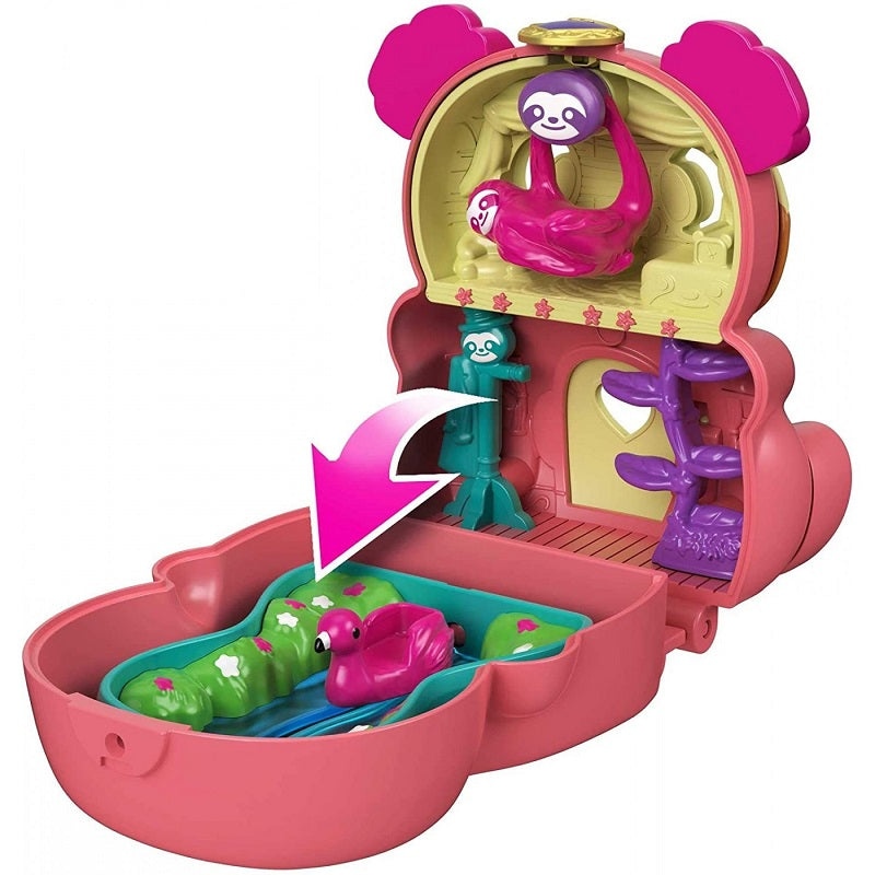 Polly Pocket Mini Σετάκια Flip And Reveal Tropical Sloth Βραδύποδας GTM56