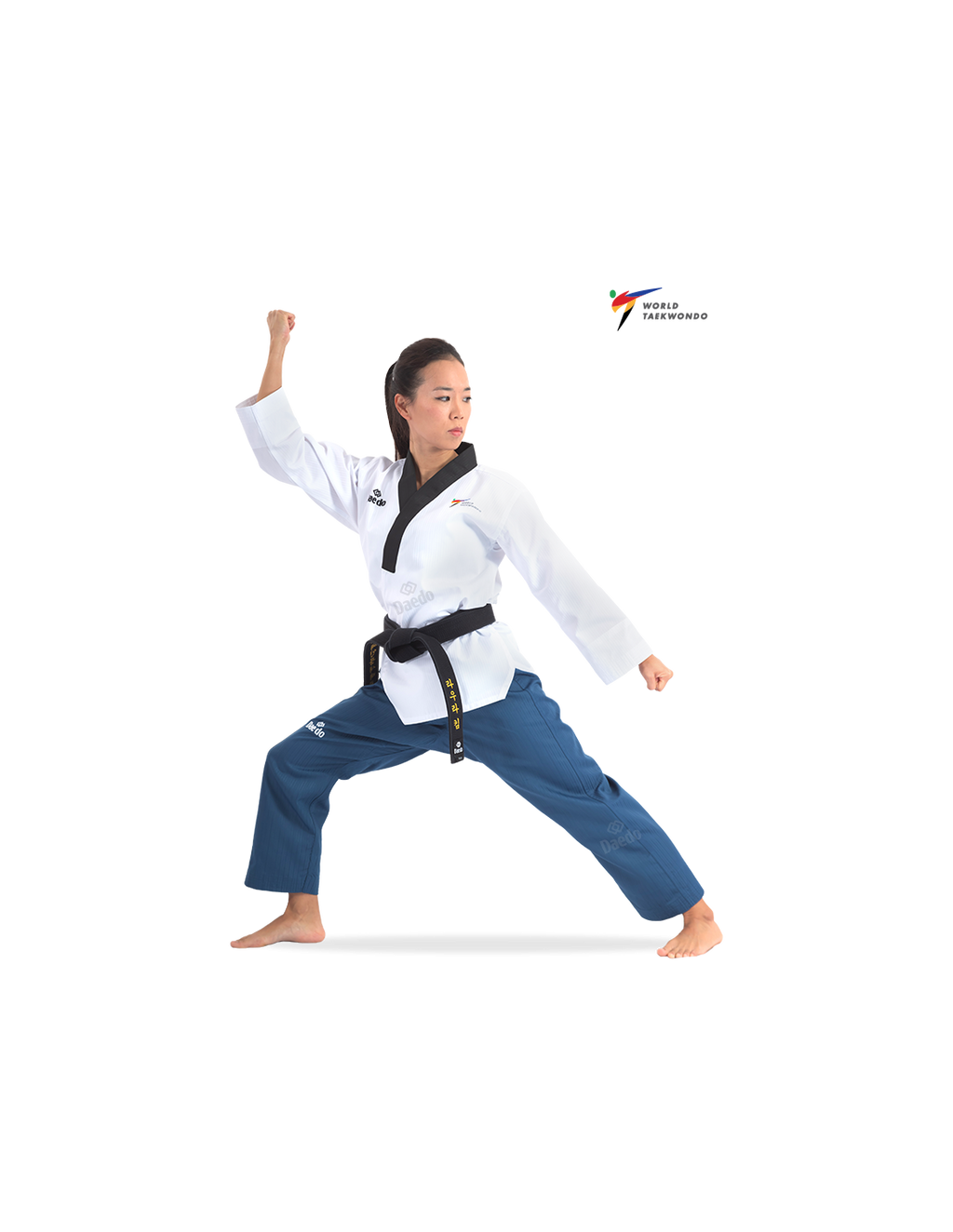 TA 3013 DOBOK POOMSAE "DAN" ΓΥΝΑΙΚΕΙΟ ΜΑΥΡΗΣ ΖΩΝΗΣ (CE)