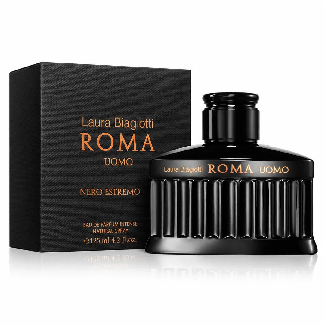 Laura Biagiotti | Roma Uomo Nero Estremo Men Eau De Parfum Intense Spray 125ml | Aromatic Fougère | LBRUNE125