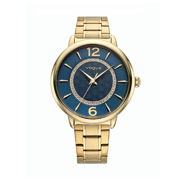 Γυναικείο ρολόι Vogue Lucy 2020612441 με χρυσό μπρασελέ και μπλε καντράν με ζιργκόν