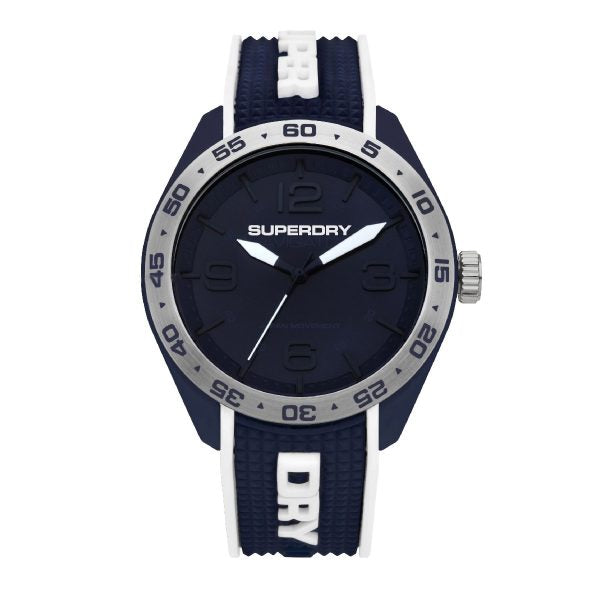 Ρολόι Superdry Navigator SYG213U Blue Rubber και μπλε σκούρο καντράν