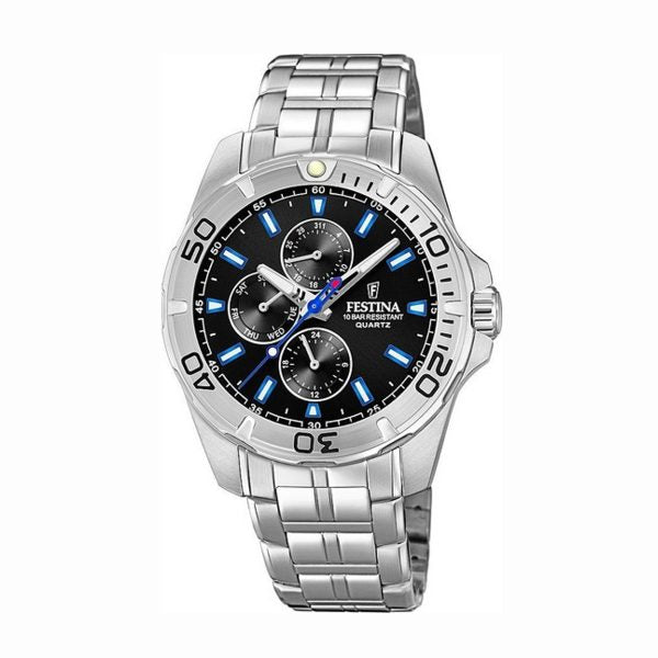 Ρολόι Festina F20445/6 από ανοξείδωτο ατσάλι με μαύρο καντράν πολλαπλών ενδείξεων