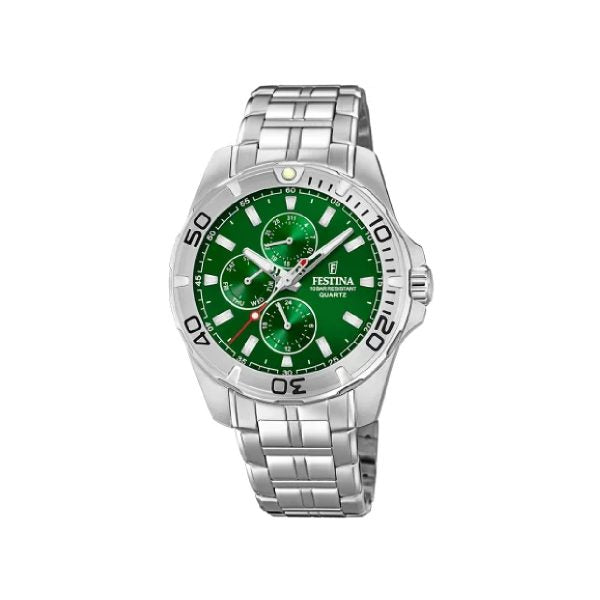 Ρολόι Festina F20445/7 από ανοξείδωτο ατσάλι με πράσινο καντράν πολλαπλών ενδείξεων