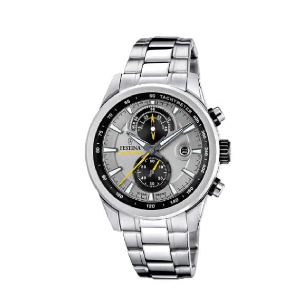 Ρολόι χρονογράφος Festina F20694/4 από ανοξείδωτο ατσάλι με γκρι καντράν