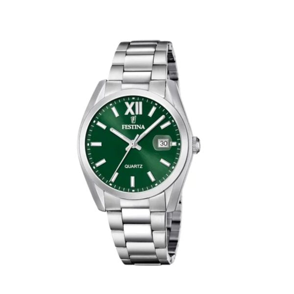 Ρολόι Festina F20707/8 από ανοξείδωτο ατσάλι με πράσινο καντράν